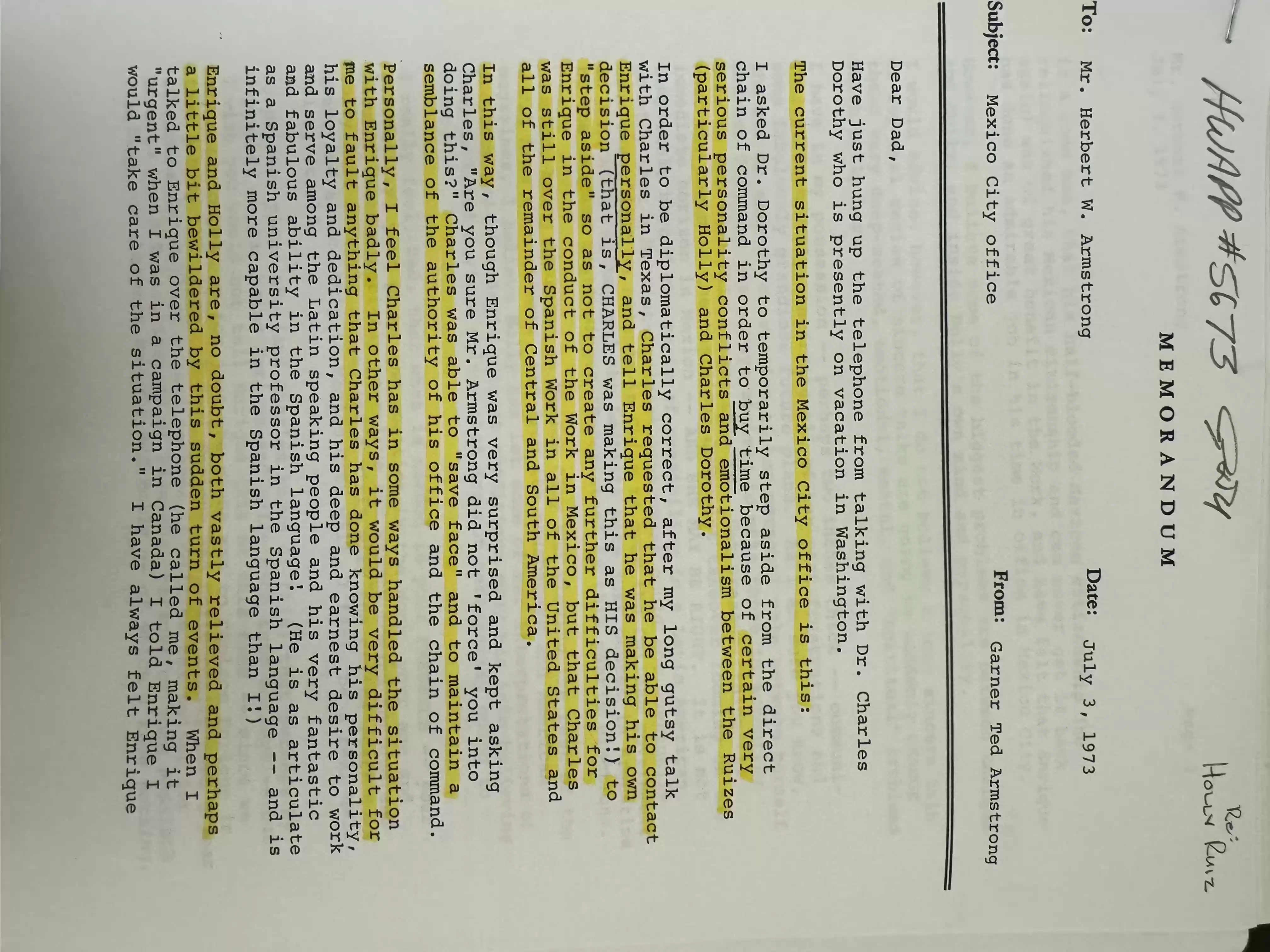 GTA to HWA memo 3July1973